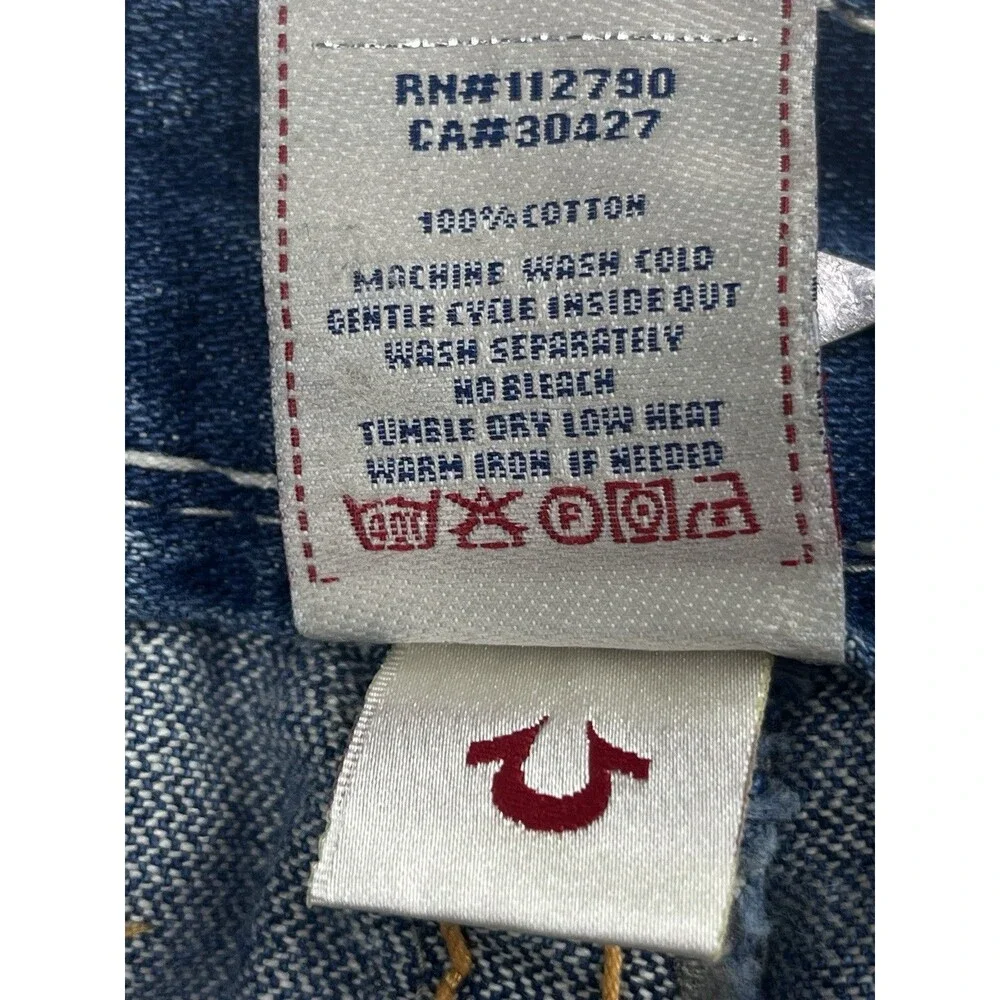 True Religion Joey Super T Mens 32x32 Made in USA Blue Straight Slim-Flare Y2K